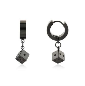Gunmetal Dice Huggies earrings